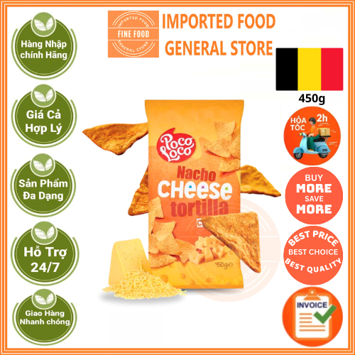 Bánh snack Tortilla vị nacho cheese chips Poco Loco 450g