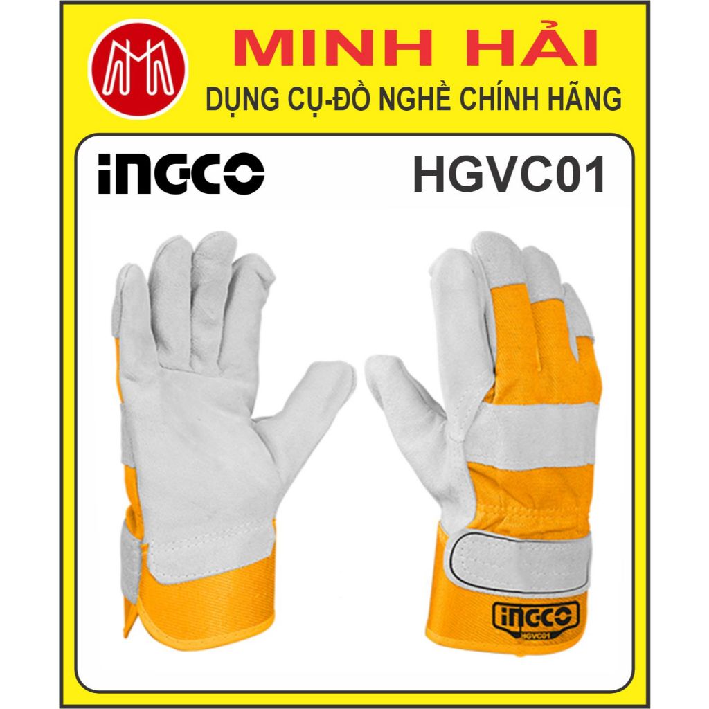 INGCO - Găng tay vải da 10,5 inch. Model: HGVC01. Chất liệu bằng vải da bò