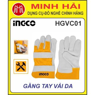 INGCO - Găng tay vải da 10,5 inch. Model: HGVC01. Chất liệu bằng vải da bò