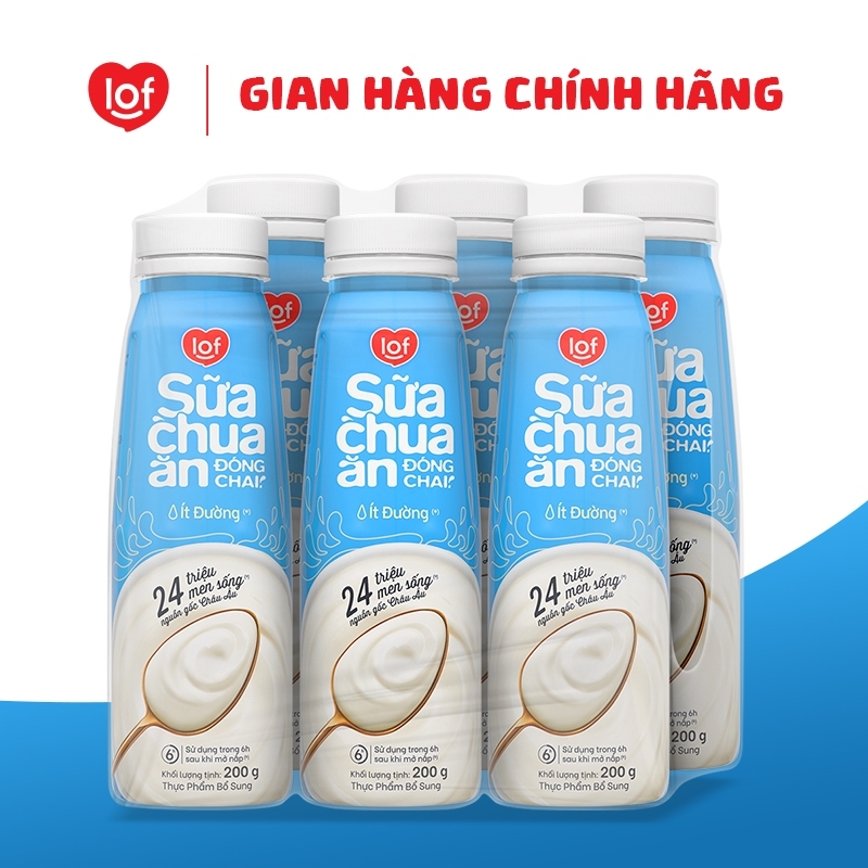 [HÀNG TẶNG KHÔNG BÁN] 1 lốc Sữa chua ăn đóng chai LOF ít đường vị tùy chọn x 200g