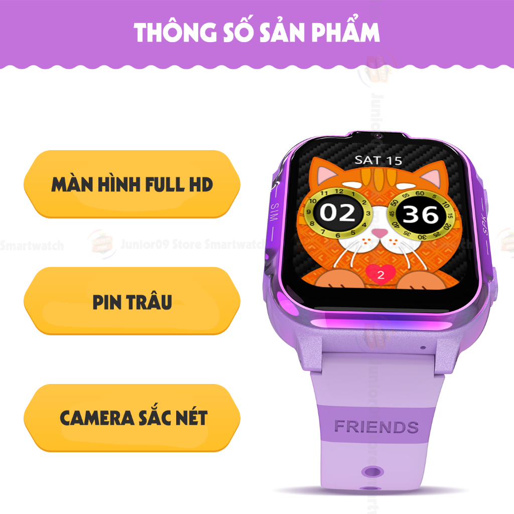 [ MÀU ĐỘC QUYỀN ] Đồng hồ thông minh Trẻ em JUNIOR09 WATCH KID COLOR | Lắp sim 4G Nghe gọi, Định vị GPS, Video Call, SOS | BigBuy360 - bigbuy360.vn