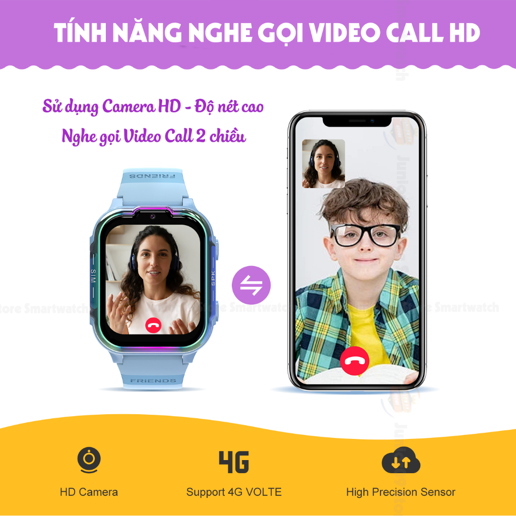 [ MÀU ĐỘC QUYỀN ] Đồng hồ thông minh Trẻ em JUNIOR09 WATCH KID COLOR | Lắp sim 4G Nghe gọi, Định vị GPS, Video Call, SOS | BigBuy360 - bigbuy360.vn