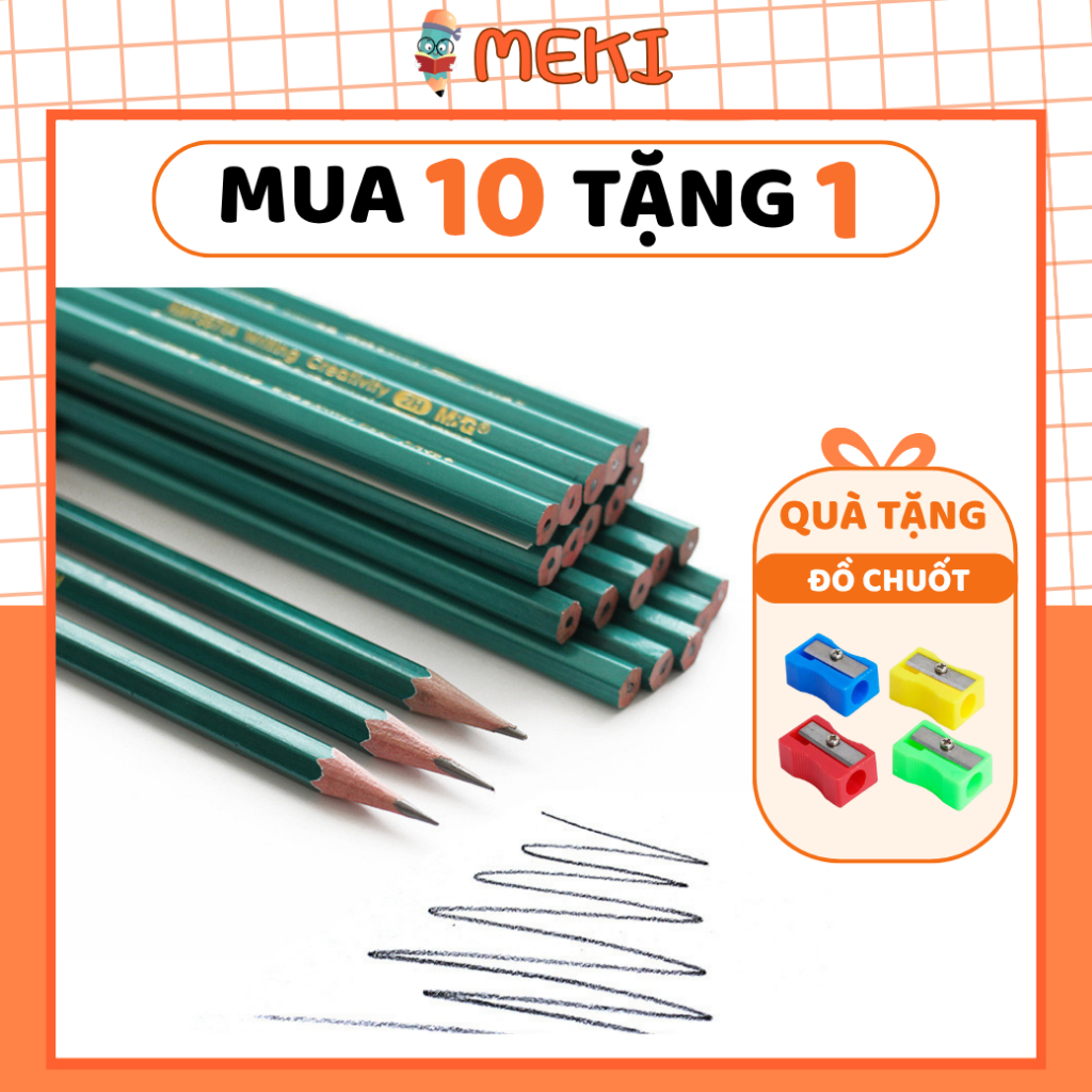 Bút Chì Lục Giác 2B MEKI, Viết Chì 2B Vẽ Mỹ Thuật, Làm Bài Kiểm Tra Nhạy Với Máy Chấm Thi Phù Hợp Với Học Sinh
