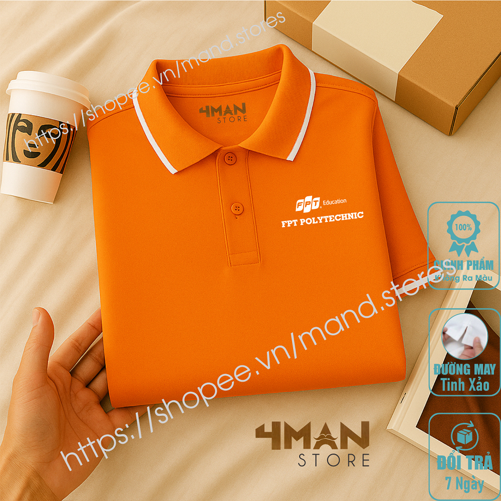 Áo thun Polo FPT Polytechnic - Thun Cá sấu CVC cao Cấp Dày Mịn Thoáng Mát Bền màu - 4Man StoreVN