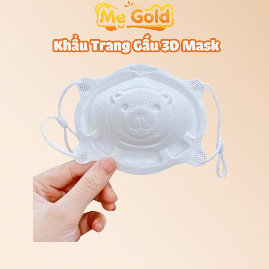 Khẩu Trang UniMask 3D Hình Gấu Cho Bé,  Set 3 Chiếc Khẩu Trang Gấu UniMask Hình Gấu Cho Bé