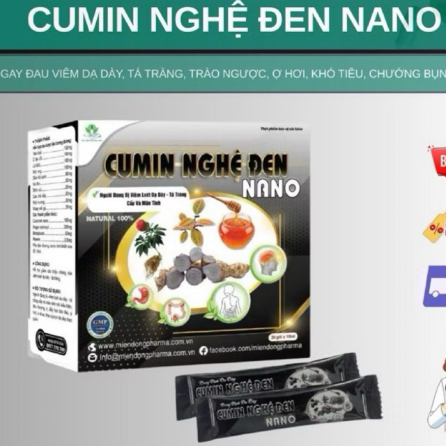 Cumin Nghệ Đen Nano ( Dạ Dày ) Hộp 20 gói x 10ml