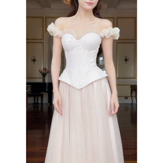  SÒ VINTAGE - MALY set áo corset và chân váy lưới nhiều lớp dáng xòe rộng 