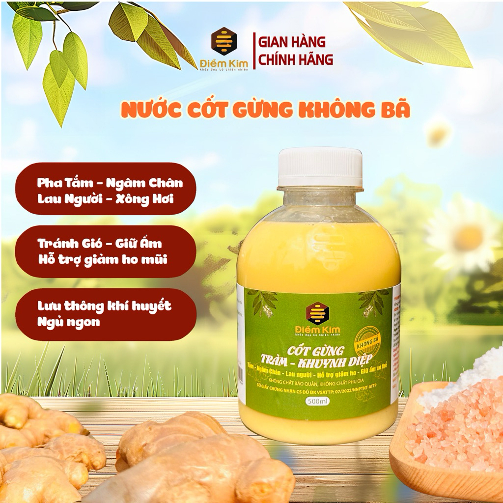 [KHÔNG BÃ] Cốt Gừng Tràm Khuynh Diệp Điềm Kim 500ml- Nước Cốt không bã