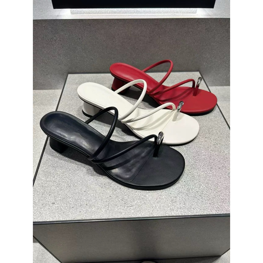 Giày mules cao gót ZR Metallic-Accent Strappy Toe-Ring