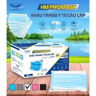 Thùng 6 hộp Khẩu trang y tế Hoàng Minh 4 lớp kháng khuẩn, chống nắng, chống bụi mịn [Combo 99k]
