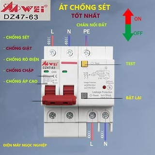 Át chống sét lan truyền, aptomat chống sét, chống rò, bảo vệ quá tải quá áp loại tốt chính hãng