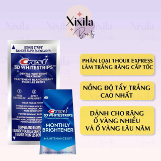 Miếng dán trắng răng Crest 3D White 1Hour Express trắng nhanh cấp tốc