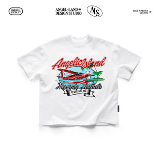  Áo Thun Regular   Oversize Retro ANGELIC ISLAND màu TRẮNG Chính hãng UNISEX T-shirt Angel Land 