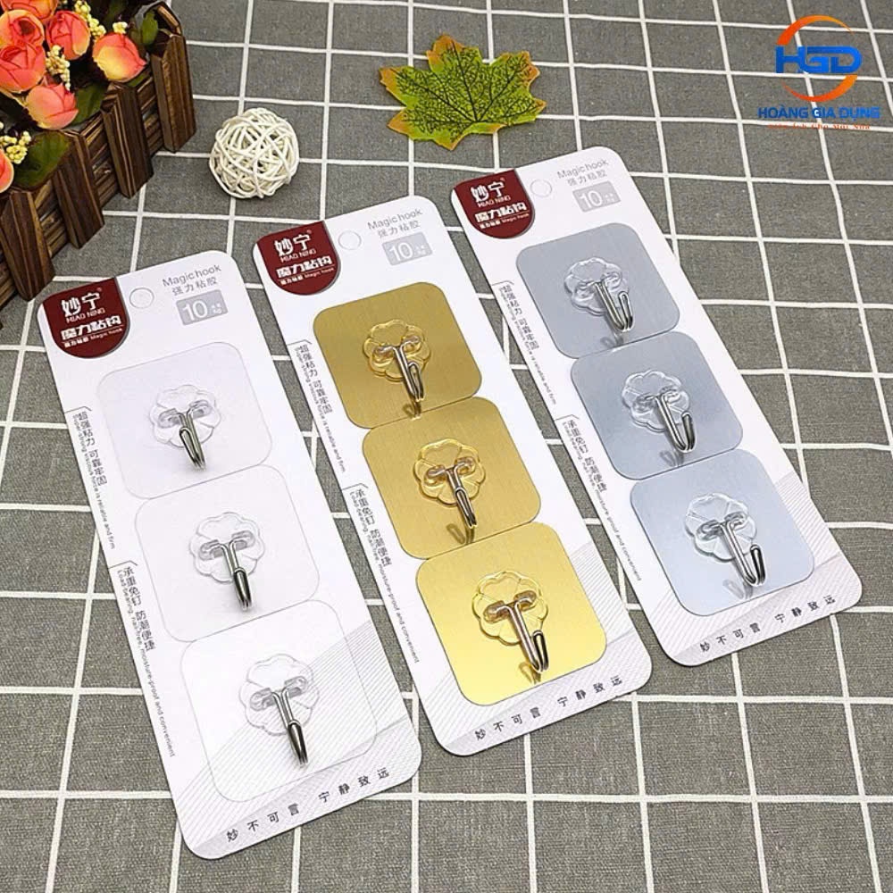 Vỉ 3 Móc Dán Tường Siêu Dính Chịu Lực Cao