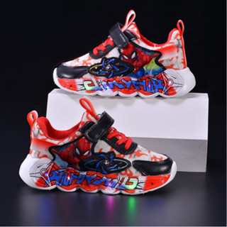  Giày siêu nhân nhện đỏ   có đèn LED  phát sáng bé trai  giày đi học cho bé  2-12tuổi_TT280 