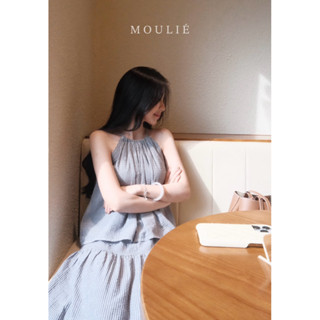  MOULIÉ | Nina Set Áo cổ yếm dây rút chân váy tầng chất liệu thô hàn 