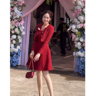  Sét dạ TWeed blink  váy hai dây xoè trên gối chất liệu ép mùng cao cấp chuẩn hàng tk loại 1 đẹp NA240 