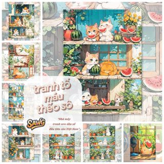 Sawg-căng khung-40*50-tranh tô màu theo số -thời gian chữa lành-tranh tô màu số hoá -tranh số hoá-tranh số hóa -