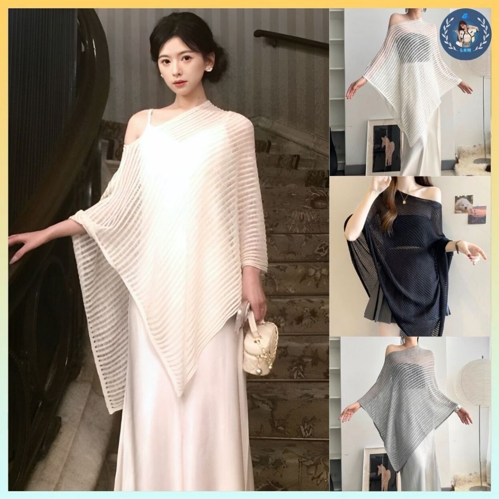 💥[A440] Áo LƯỚI len Montoghi dệt kim CHUI ĐẦU VẠT NHỌN phối choàng phong cách sang trọng - L2M