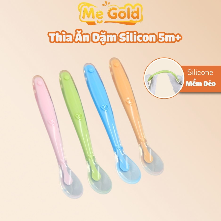 Thìa ăn dặm silicon trong suốt sâu lòng siêu mềm cho bé từ 5m+ Shopmegold1