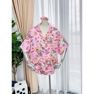 HL17 (4 SIZE 40-95kg) BỘ ĐỒ PIJAMA ÁO CÁNH DƠI QUẦN ĐÙI CỔ BẺ-Form rộng - CÓ KÈM CỘT TÓC - Nữ