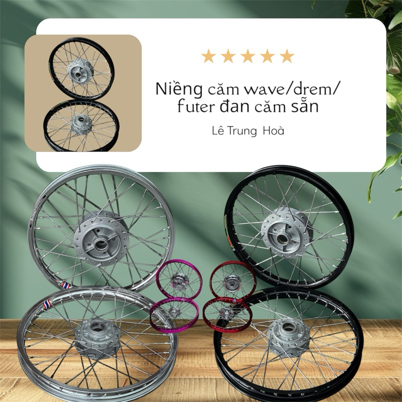 Bộ bánh căm Wave/Dream/Future – đùm nhỏ – niềng nhôm 1.4 (Excel – Spack)