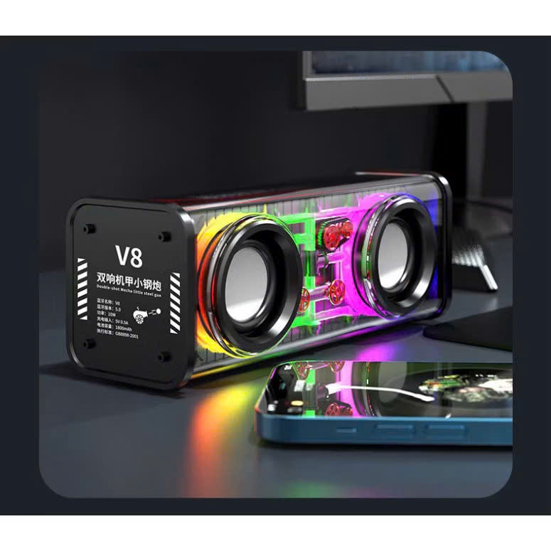 Loa Bluetooth Không Dây A88 V8, Đèn LED Di Động Mini Nhấp Nháy Âm Nhạc,Công Suất Cao, Âm Bass Mạnh, Âm Thanh Sống Động