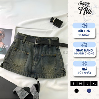 [LÓT JEAN] Chân váy jean SARAMIA váy bò ngắn chữ A lưng cao cho nữ y2k tôn dáng A15