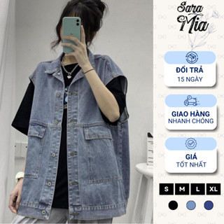 [XẢ KHO] Áo Gile Bò Nam Nữ Phong Cách Cá Tính Khoác Jeans Dáng Rộng Màu Xanh Màu Đen Q2