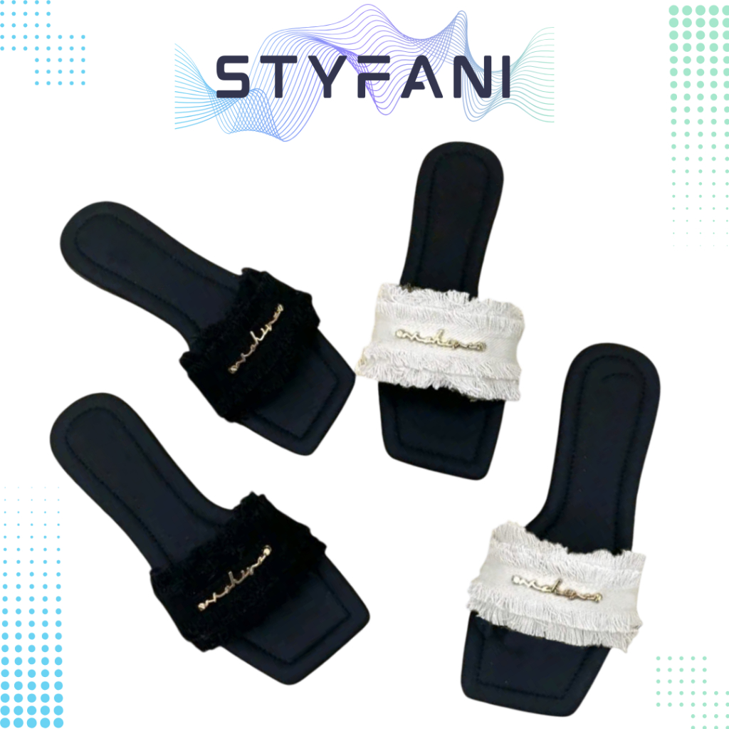 Dép lê nữ tua rua đính khóa xinh xắn