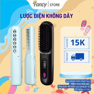  Lược điện ion âm không dây Lược điện mini pin sạc không dây nhỏ gọn chải thẳng làm phồng tóc 