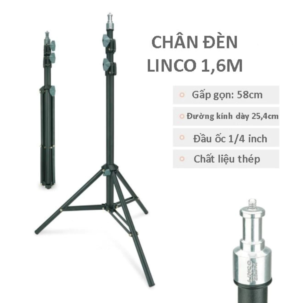 (Giá Sỉ) Chân đèn tripod Linco Zenith 1m6, chân máy ảnh, hàng chính hãng, chăc chắn full box