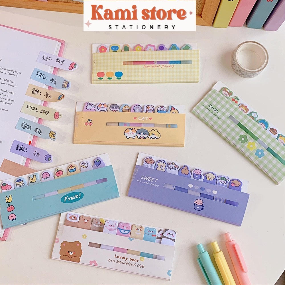 Bộ 120 tờ giấy note Kami đánh dấu trang bookmark cute -No6