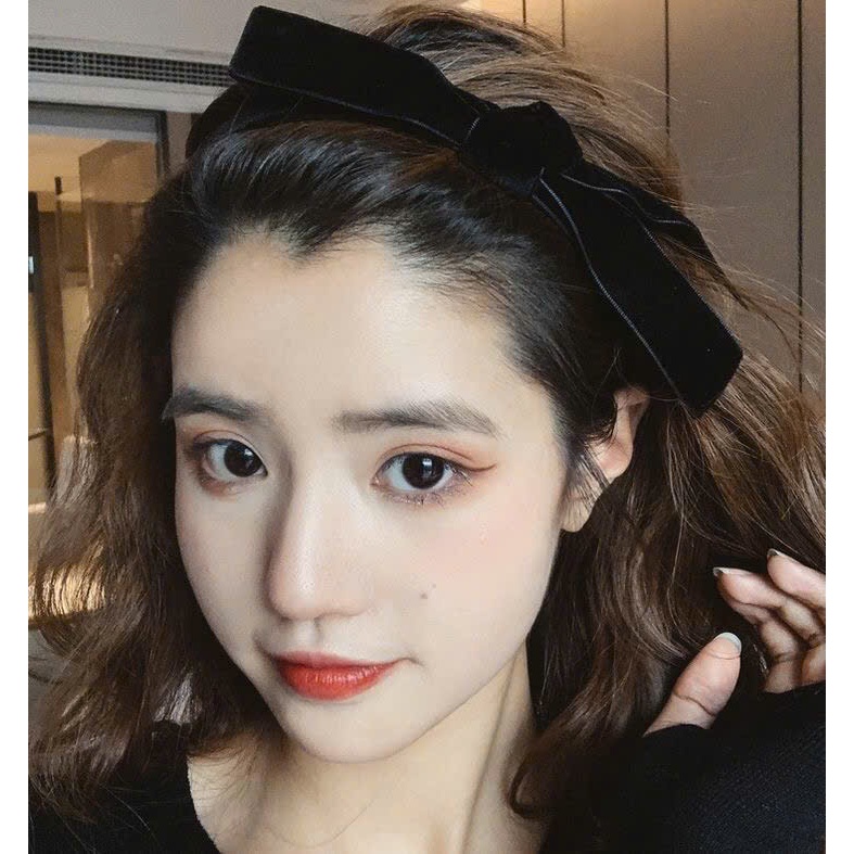 Bờm tóc nhung đen HERA cột nơ Hàn Quốc – Bờm nữ chất nhung cao cấp bản vừa – Phụ kiện tóc xinh xắn