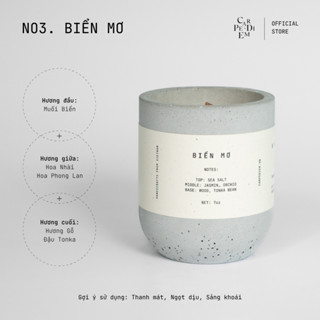  Nến thơm Car pe di em hũ nến xi măng Biển Mơ hương hoa Phong Lan thư giãn 200g 