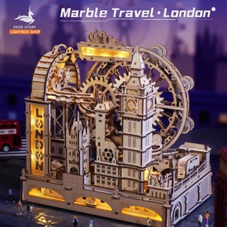 ROKR Marble Run London – Mô Hình ROBOTIME Gỗ 3D Lắp Ráp Cỗ Máy Đường Bi Tự Động EGB01. Có đèn led