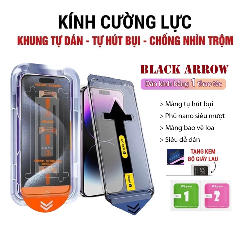 Kinh cường lực iphone tự hút bụi rút bụi khung tự dán Chống Nhìn Trộm ip X/Xsmax/11/12/13/14/15/16/17pro/max/promax/plus