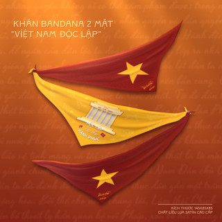 Khăn BANDANA 2 mặt "Việt Nam độc lập"  80 năm vinh quang Quốc khánh - Kích thước 145x85x85 Chất liệu lụa Satin cao cấp