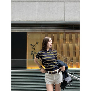 Áo polo nữ kẻ sọc tay ngắn dáng babytee – Áo thun cổ bẻ ôm nhẹ thanh lịch mặc xuân hè phong cách Hàn Quốc [ E_A38 ]