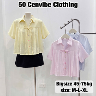 Áo Babydoll Xếp Ly Ngực Khuy Màu Sắc Dáng Ngắn Vải Kẻ Sọc Có Bigsize 45-75kg Phong Cách Korea (50 Cenvibe Clothing) #326