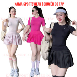 Bộ tập pickleball nữ, bộ mix áo có tay với chân váy vạt có quần bảo hộ chuyện tập pickleball, tennis, cầu lông BP93