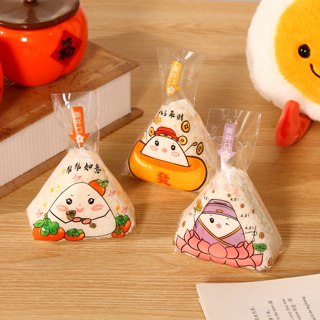  Túi cơm nắm tam giác Combo 200–500 túi – bao bì Hoạt hình dễ thương tiện lợi đựng cơm 