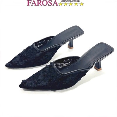 Giày sục thời trang nữ mũi nhọn FAROSA -H2 chất da lưới phối ren hoa lên chân cực xinh