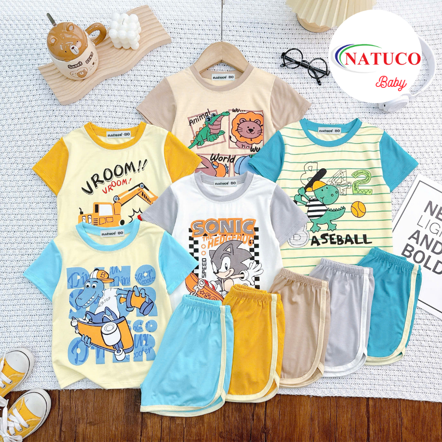Bộ Quần Áo Trẻ Em NATUCO, Chất Thun Lạnh Co Giãn 4 Chiều, Thoáng Mát Cho Bé 0-8 Tuổi TN-010