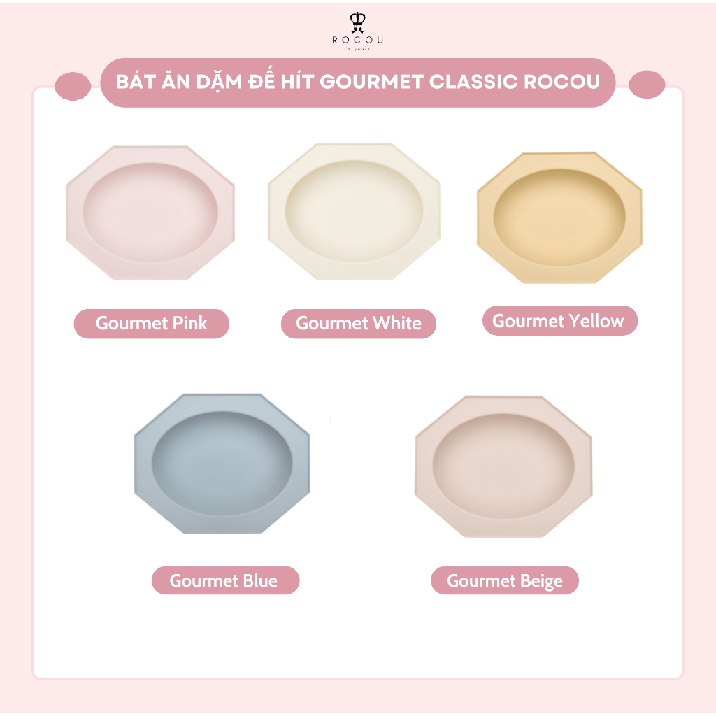 Bát ăn dặm silicone đế hít Gourmet Classic Rocou Hàn Quốc cho bé