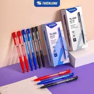 Combo 5 Bút bi Thiên Long TL-023 ngòi 0.8mm mực xanh/đỏ/đen thiết kế đơn giản, thân tròn dễ cầm nắm
