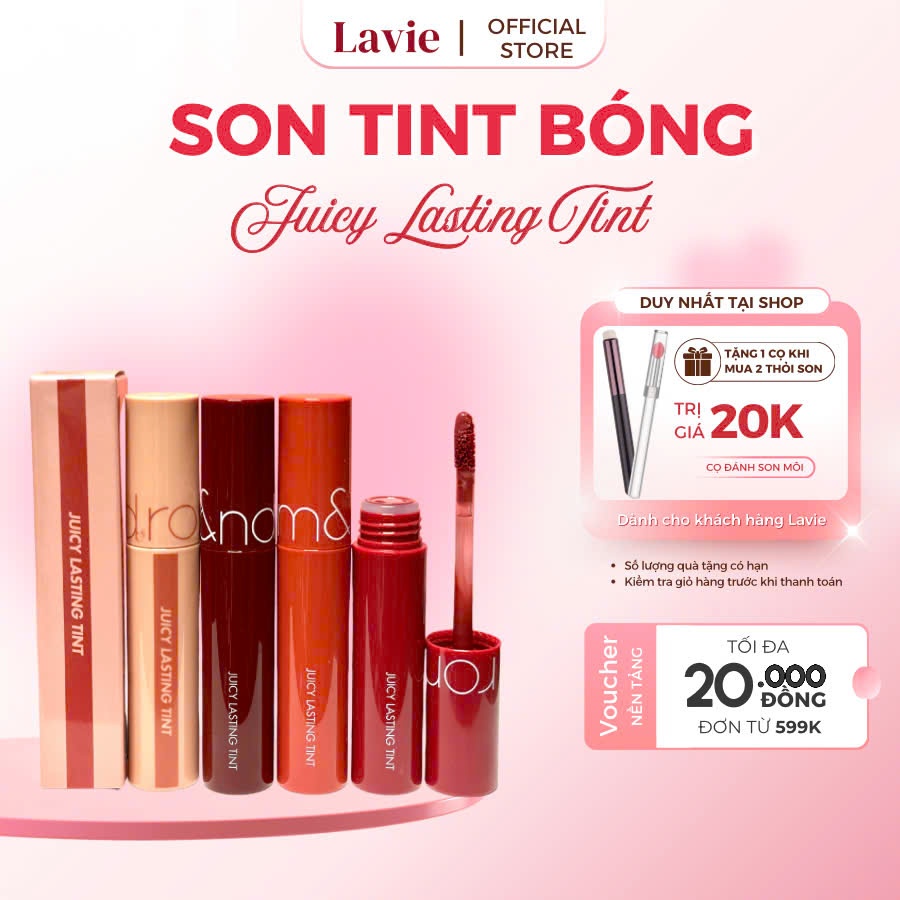 Son Romand Juicy Lasting Tint 5.5g Tint lì bóng cho môi căng mọng Hàn Quốc hot màu 23 giữ màu môi lâu trôi