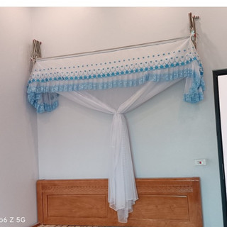  Màn Khung Xếp Khoan Tường  8 Màu Sắc. Vải Màn Tuyn Thái Cao Cấp Loại 1 Tặng kèm đinh vít nở + Nơ buộc màn 