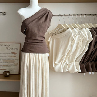 Áo Kiểu Nữ Lệch Vai Nhún Eo Chất Lụa Tussah Cao Cấp Thời Trang Sugal TOP NU 231V4