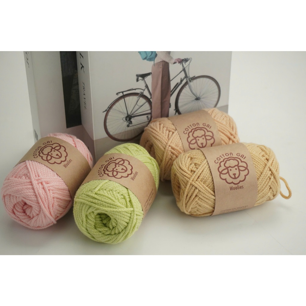 Sợi Cotton Gai Woolies Cuộn 100g, Sợi Dệt 3mm Móc Túi, Nón